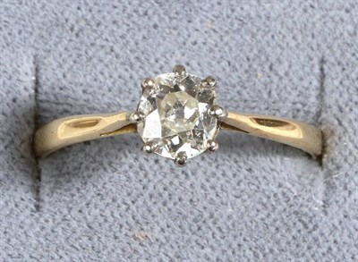 Lot 630 - A Solitaire Diamond Ring, an old cut diamond in a claw setting, to knife edge shoulders,...