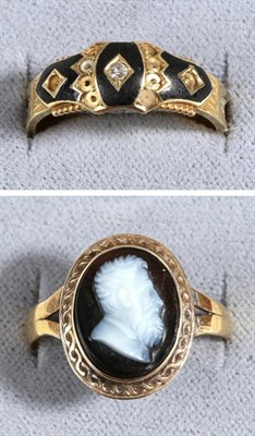 Lot 662 - A 22 Carat Gold Sardonyx Cameo Ring, an oval sardonyx plaque carved depicting the bust of a bearded