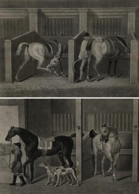 Lot 1024 - James Seymour (British, 1702-1752)  Stable scenes with hunters and hounds Mezzotints by T...