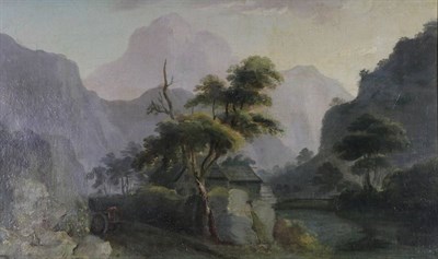 Lot 1056 - Attributed to John Rathbone (1750-1807) Lake district view Oil on canvas, 38cm by 64.5cm