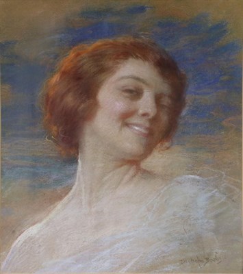 Lot 1058 - Noel Denholm Davis (1879-1950)  Head and shoulders study of a young beauty  Signed, pastel, 37cm by