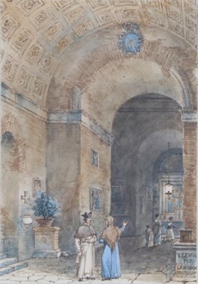 Lot 1074 - Victor Jean Nicolle (1754 -1826) French  Figures in a classical interior Signed, watercolour,...