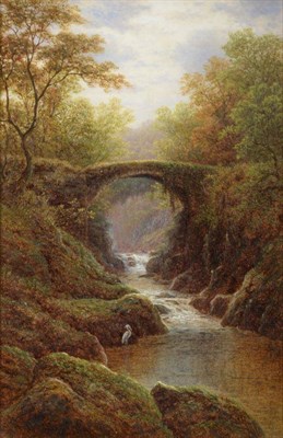 Lot 1078 - William Mellor (1851-1931) ";Old Roman Bridge, Nr. Bettws-y-coed"; Signed, inscribed verso, oil...