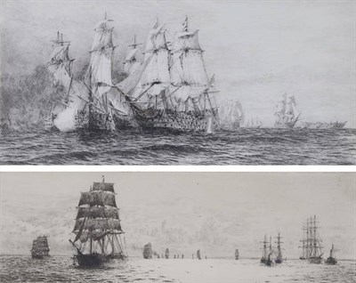 Lot 1087 - William Lionel Wyllie RA, RBA, RI, RE, NEAC (1851-1931) ";Battle of Trafalgar"; Signed in...