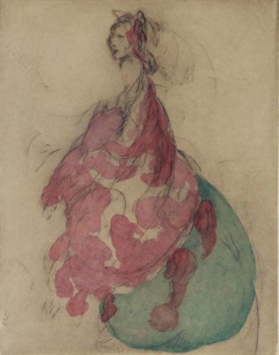 Lot 1088 - Elyse Ashe Lord (1900-1971) ";Spanish Dancer"; Signed, etching with hand colouring, 34cm by 26cm