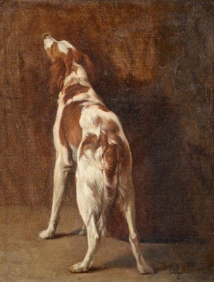 Lot 1093 - Follower of Edwin Henry Landseer (British 1802-1873) Study of a dog  Bears initials and...