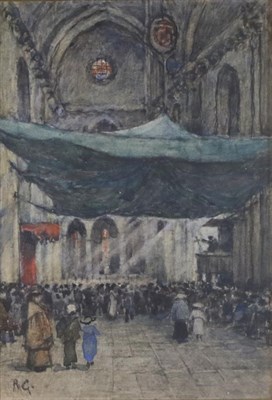 Lot 1101 - Colonel Robert Charles Goff (1837-1922) ";Lenten Sermon, Duomo, Florence"; Signed with the artist's