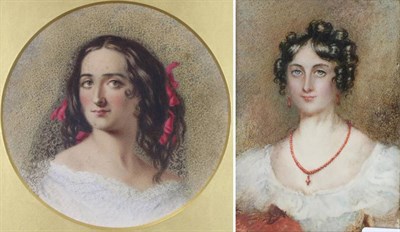 Lot 1103 - Follower of Thomas Richmond (1771-1837)  Portrait of a lady, head and shoulders, wearing a...