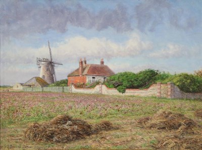 Lot 1104 - Edward George Handel Lucas (1861-1936) ";The Cold Mill, Selsey Bill, Field of Clover in Bloom &...