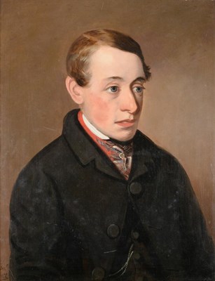 Lot 1137 - British School (19th century)  Portrait of the jockey Job Marson (1817-1857), half length Dated Dec