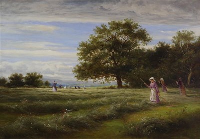 Lot 1141 - After B W Leader (1831-1923) ";The Hayfield";  Bears signature and dated 1876, oil on canvas,...