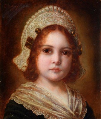 Lot 1150 - Theodor Recknagel (1865-1945) German Portrait of a girl, head and shoulders, wearing an embellished