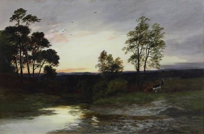 Lot 1160 - William Beattie Brown RSA (1831-1909)  ";Evening on the River Nethy, Strathspey"; Signed and...