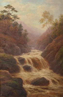 Lot 1170 - William Mellor (1851-1931) ";Mountain Torrent, Nr. Capel Curig, North Wales";  Signed,...