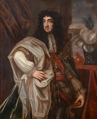 Lot 1202 - Manner of Sir Peter Lely (1618-1680)  Portrait of Charles II, standing, three-quarter length Oil on