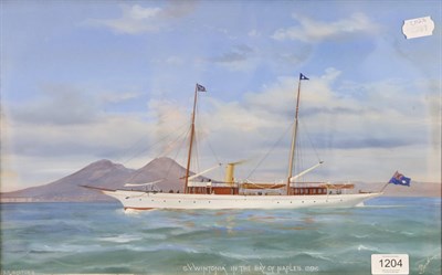 Lot 1204 - Antonio de Simone (1851-1907) Italian  ";S Y Wintonia in the Bay of Naples";  Signed, inscribed and