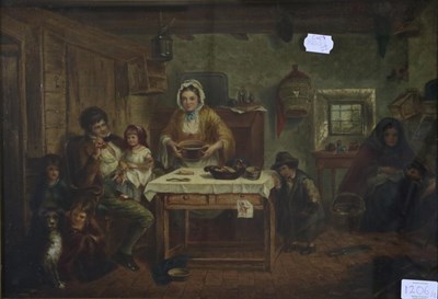 Lot 1206 - Circle of William Weir (fl.1855-65) Family in a cottage interior  Oil on canvas, together with...