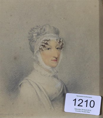 Lot 1210 - Adam Buck (1759-1833) Irish  Portrait of a lady, head and shoulders wearing a white dress and...