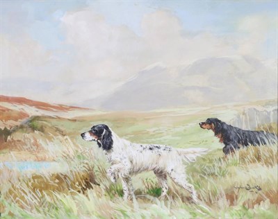 Lot 1211 - Reuben Ward Binks (1880-1950)  Setters in Highland landscape Signed, gouache, 38.5cm by 48cm...