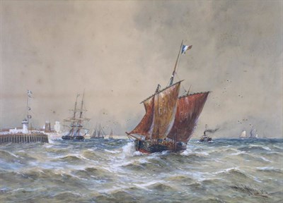 Lot 1212 - Attributed to Thomas Bush Hardy (1842-1897) Shipping off Calais Signed and dated 1895,...