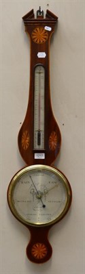 Lot 1217 - A Mahogany Inlaid Wheel Barometer, signed Josh Ortaly, circa 1810, broken arch pediment,...