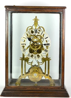 Lot 1231 - A Brass Skeleton Mantel Timepiece, circa 1880, single fusee movement with gravity escapement,...