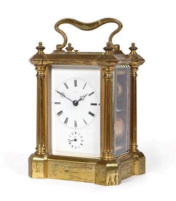 Lot 1233 - A Brass Striking and Repeating Alarm Carriage Clock, signed Rollin a Paris, circa 1870,...