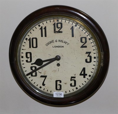 Lot 1236 - A Mahogany Wall Timepiece, signed Cooke & Kelvey, London, circa 1890, circular case with side...