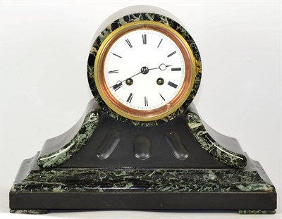 Lot 1246 - A Black Slate and Marble Striking Mantel Clock, circa 1880, 4-inch enamel dial, twin barrel...