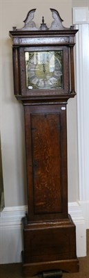 Lot 1260 - An Oak Thirty Hour Longcase Clock, flat top pediment with a later swan neck cresting, 11-inch...