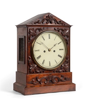 Lot 1262 - A Mahogany Striking Table Clock, circa 1830, architectural pediment, side sound frets, front...