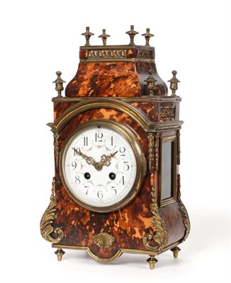 Lot 1263 - A Tortoiseshell and Gilt Metal Mounted Striking Mantel Clock, early 20th century, caddied...