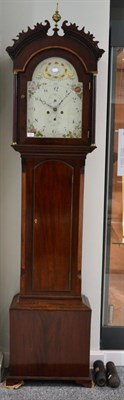 Lot 1281 - A Mahogany Eight Day Longcase Clock, signed Scurr, Thirsk, circa 1800, broken arch pediment, arched