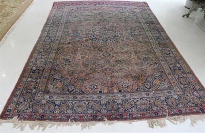 Lot 1346 - Kashan Rug Central Iran, circa 1940 The rose pink field centred by an indigo medallion framed...