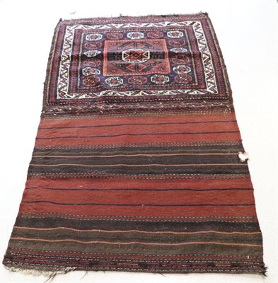 Lot 1347 - Balouch Bag Khorgeen Face, late 19th/early 20th century The indigo field with central stellar motif