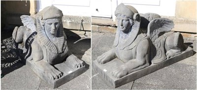 Lot 1366 - A Pair of Composition Egyptian Revival Garden Figures or Gate Post Cappings, of recent date,...