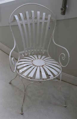 Lot 1368 - Francois A Carre: A Steel Sprung Garden Armchair, with wrought frame