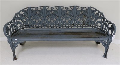 Lot 1370 - A Victorian Cast Iron Grey Painted Lily of the Valley Pattern Garden Bench, stamped CB Dale Co,...