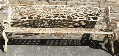 Lot 1371 - A Victorian Cast Iron Garden Bench, with bold and pierced back support above a geometric...