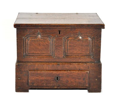 Lot 1386 - A Joined Oak Coal Box, in the form of an 18th century chest with hinged lid, with removable...