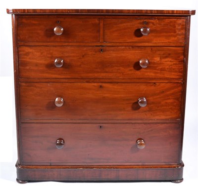 Lot 1393 - A Victorian Mahogany Straight Front Chest of Drawers, circa 1870, with two short over three...