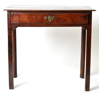 Lot 1405 - An 18th Century Joined Oak Side Table, with single frieze drawer and raised on chamfered legs, 75cm