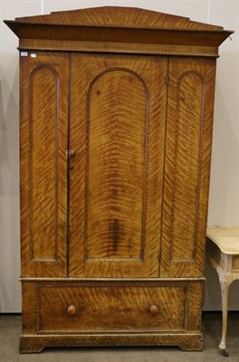 Lot 1414 - A Victorian Scumbled Pine Single Door Wardrobe, circa 1870, with an architectural pediment above an