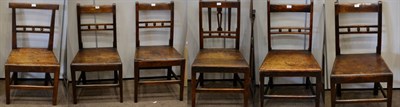 Lot 1423 - A Matched Set of Five 19th Century Fruitwood Dining Chairs, with curved top rails above bobbin...