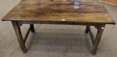 Lot 1431 - A Late 18th/Early 19th Century Joined Oak Dining Table, of plank construction with cleated...