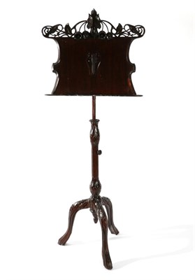 Lot 1432 - An Art Nouveau Mahogany Music Stand, late 19th century, the adjustable rest decorated with...