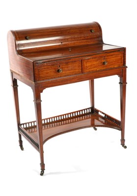 Lot 1437 - A Victorian Satinwood, Crossbanded and Ebony Strung Writing Table, late 19th century, with...