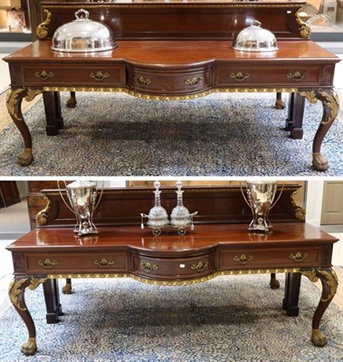 Lot 1438 - An Impressive Pair of Mahogany and Parcel Gilt Serving Tables, late 19th century, in George II...