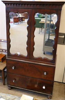 Lot 1445 - A Victorian Mahogany Dwarf Press, mid 19th century, with an arcaded cornice above mirrored...