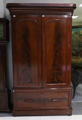 Lot 1452 - A Victorian Mahogany Double Door Wardrobe, circa 1870, with moulded canopy top above two...